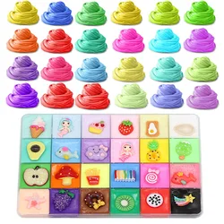Kit de pâte à beurre visqueuse 24 couleurs, jouets de mastic magique anti Stress, Super extensible et doux pour cadeaux d'anniversaire ou de noël 