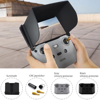 

3in1 Sunshade Silcone Case for Mavic Air 2 Remote Control Sunhood Protective Cover Metal Rocker for Mavic Air 2 Remote Controll