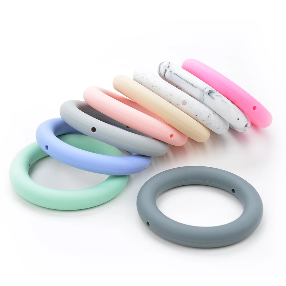 50 개 젖니 링 65mm 실리콘 비즈 매력 Teether 목걸이 젖꼭지 만들기 BPA 무료 식품 등급 실리콘 보석