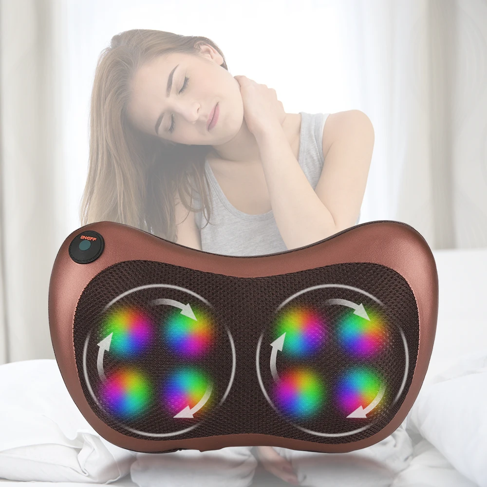 

8 Rollers Electric Massage Pillow Infrared Heating Shiatsu Home Car Dual-use Massageador Neck Shoulder Back Body Relax Massager