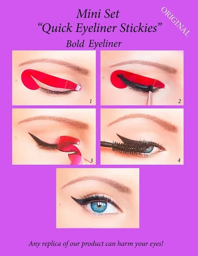 

Quick Eyeliner Stickies Stencils Eye Makeup Tool SET 4pcs Eyeliner Stencil Kit Eyebrows Template Shaping Eyeshadow Frames Card