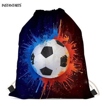 

INSTANTARTS 3D Paint Football/Soccer Printing Gym Bags Woman Man Outdoor Sports Bags Small Softback Drawstrings Bags Backpacks