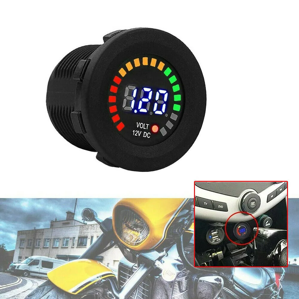 12V LED Car Van Boat Marine Voltmeter Voltage Meter Waterproof Battery