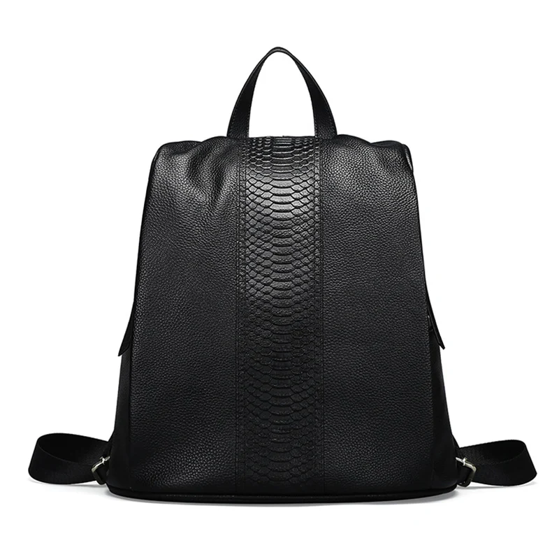 ZROM рюкзак из натуральной кожи женские рюкзаки высокого качества рюкзаки многофункциональные Женские Кожаные Рюкзаки студенческая сумка - Цвет: Black