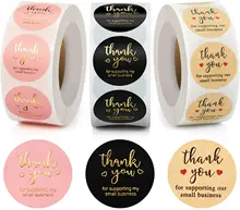 Thank You Stickers Labels Seals Thank You for Supporting My Small Business Stickers Roll, Round Kraft Stickers