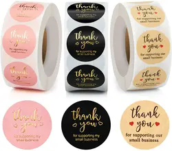 Thank You Stickers Labels Seals Thank You for Supporting My Small Business Stickers Roll, Round Kraft Stickers