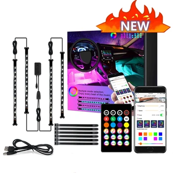 

Bluetooth App Control Interior Car LED Strip Light RGB LED Strip Lights Car Styling Decorative Atmosphere Lamps