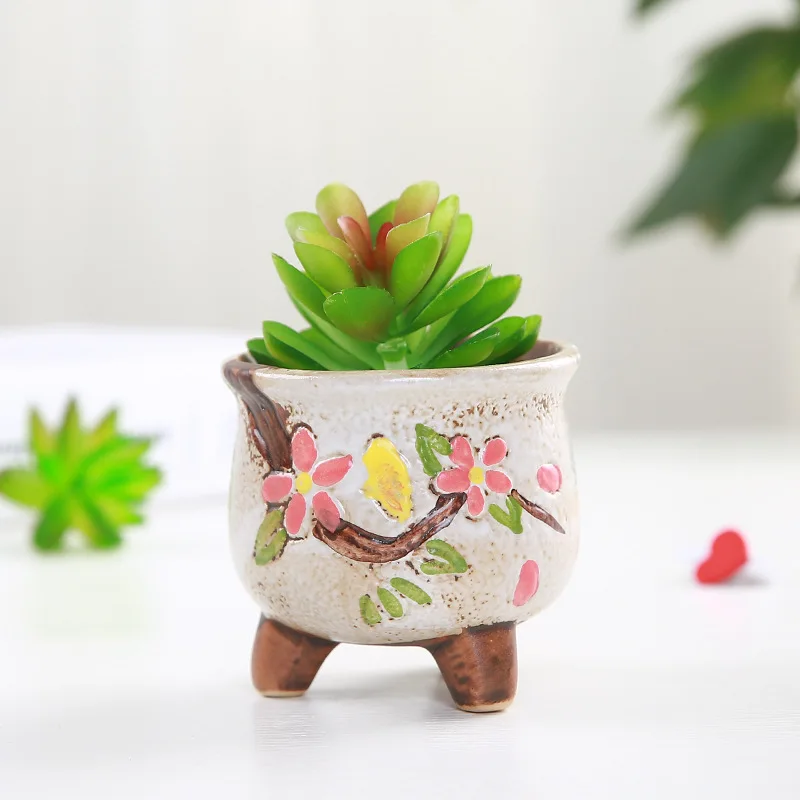 3 Садоводство корейский мясистый Мини милый цветочный горшок ZAKKA керамика большой палец горшок цветной ручной росписью горшок для растений настенный горшок керамический горшок - Цвет: 3