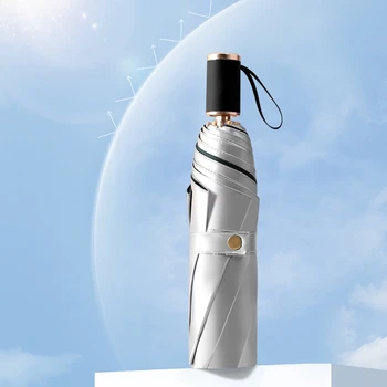 

Portable Double Layer Folding Umbrella Titanium Silver Sun Rain Umbrellas Super Sunscreen Anti Ultraviolet UPF50+ for Men Women