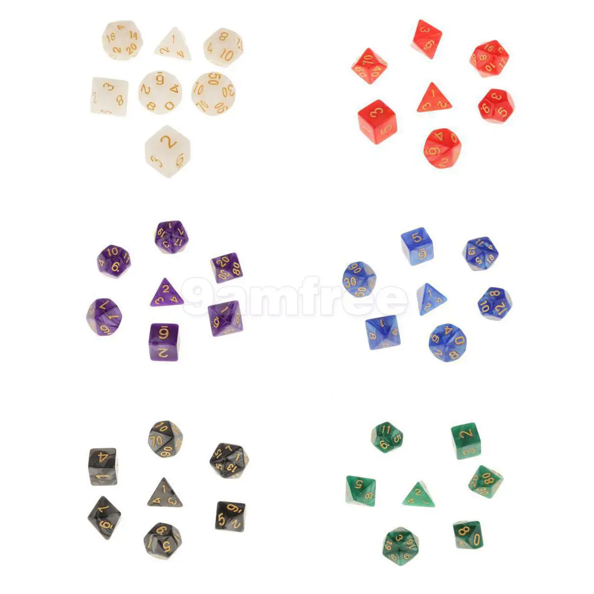 7pcs TRPG Games Parts D&D Gaming Dices D4-D20 Acrylic Dices 6 Colors Available 7pcs TRPG Games Parts D&D Gaming Dices D4-D20 Acrylic Dices 6 Colors Available