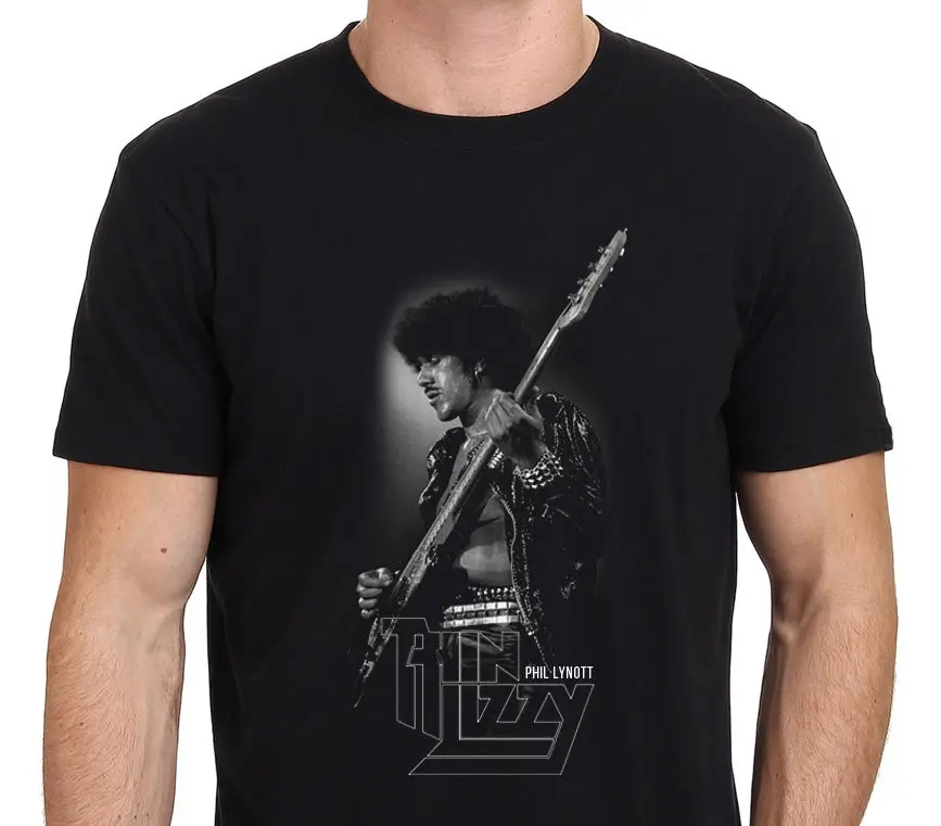 Тонкая черная футболка LIZZY Phil Lynott в стиле ретро рок Размер: S-M-L-XL-XXL |