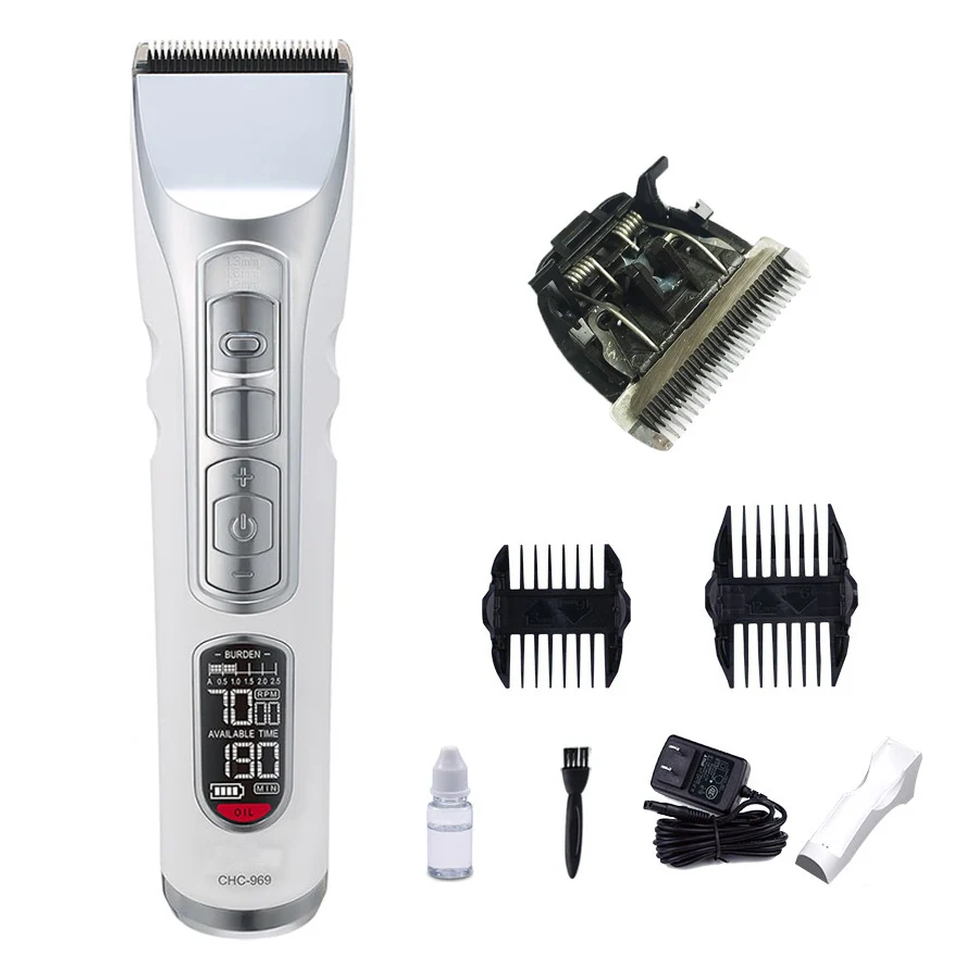 add 1pc blade CHC-969 профессиональная машинка для стрижки волос титановое лезвие мужской триммер для бороды ЖК-дисплей машинка для стрижки волос для салона триммер для тела - Цвет: add 1pc blade