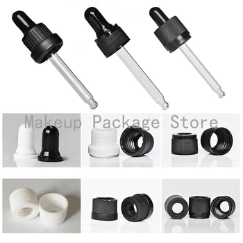 

50pcs/lot Plastic Black/White Screw Press Dropper Cover Cap with Glass Pipette for 5/10/15/20/30/50/100ml Essential Oil Bottles