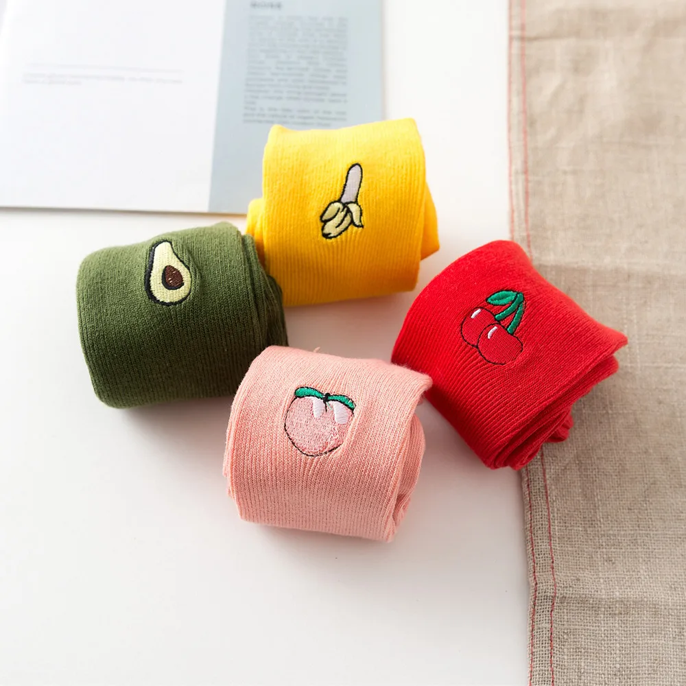 

WISH & amazon with cylinder movement in cotton classic European and American wind fruit heap heap of double needle socks