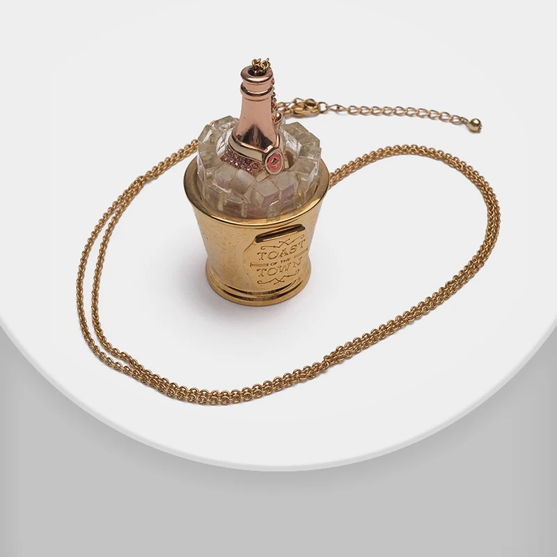 

Wine and ice bucket design retro detachable necklace