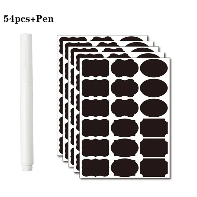36-54pcs/Set Erasable Blackboard Sticker Craft Kitchen Jars Organizer Labels Chalkboard Chalk Board Sticker Black Board 5x3.5cm 54pcs 5 shapes