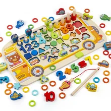 

Montessori Wooden Toys Kids Colorful Board Math Fishing Count Numbers Matching Digital Shape Early Educational Toys For Children
