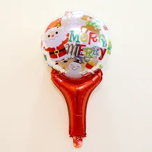 5 шт./лот Рождественская ручная палка алюминиевый шар мультяшный ручной надувной шар на палочке Санта Клаус Рождественская елка игрушка шар