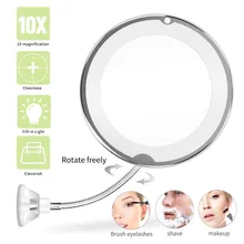 10X Magnifying Makeup Mirror Flexible Makeup Vanity Mirror with LED Lighted Mirror Make up espejo de maquillaje aumento
