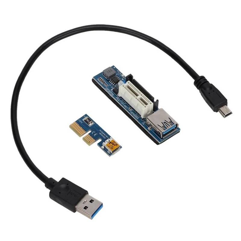 PCI-E X1 удлинитель PCI Express USB 3,0 адаптер Raiser PCIE 1X Riser Card USB 3,0 PCI-E SATA PCI E Riser PCI Express X1 в X1 слот