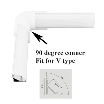 

led aluminium profile connector for U V YW led strip profile connect to 90 degree Milky White 4.5cm For LED Strip Bar Light