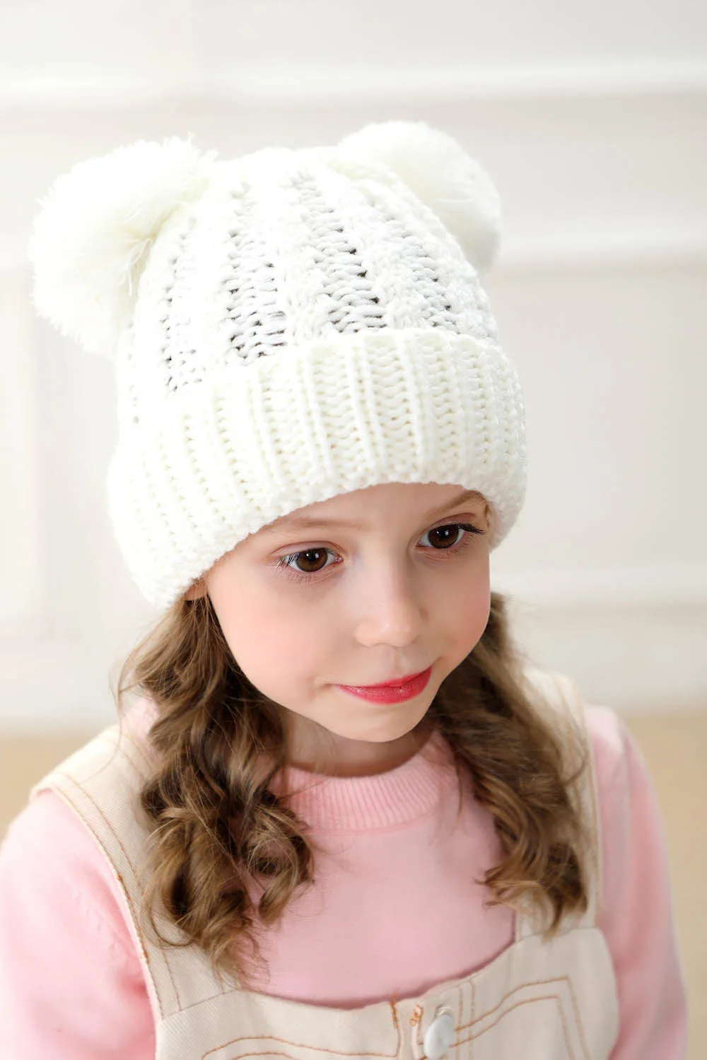 baby accessories doll	 New autumn and winter new children's hat wool knit hat twist woven double ball hair ball hat boys and girls hat baby stroller mosquito net