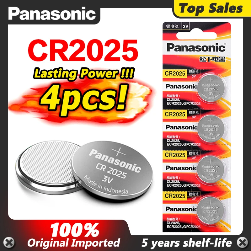 4 шт./лот Panasonic cr 2025 3V литиевая оригинальная cr2025 Кнопочная батарея для монет часов