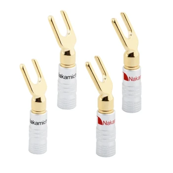 

Nakamichi Banana Connector Y/U Type Brass Speaker Plugs Audio Screw Fork Spade Connector Gold plated binding post 4MM 8pcs