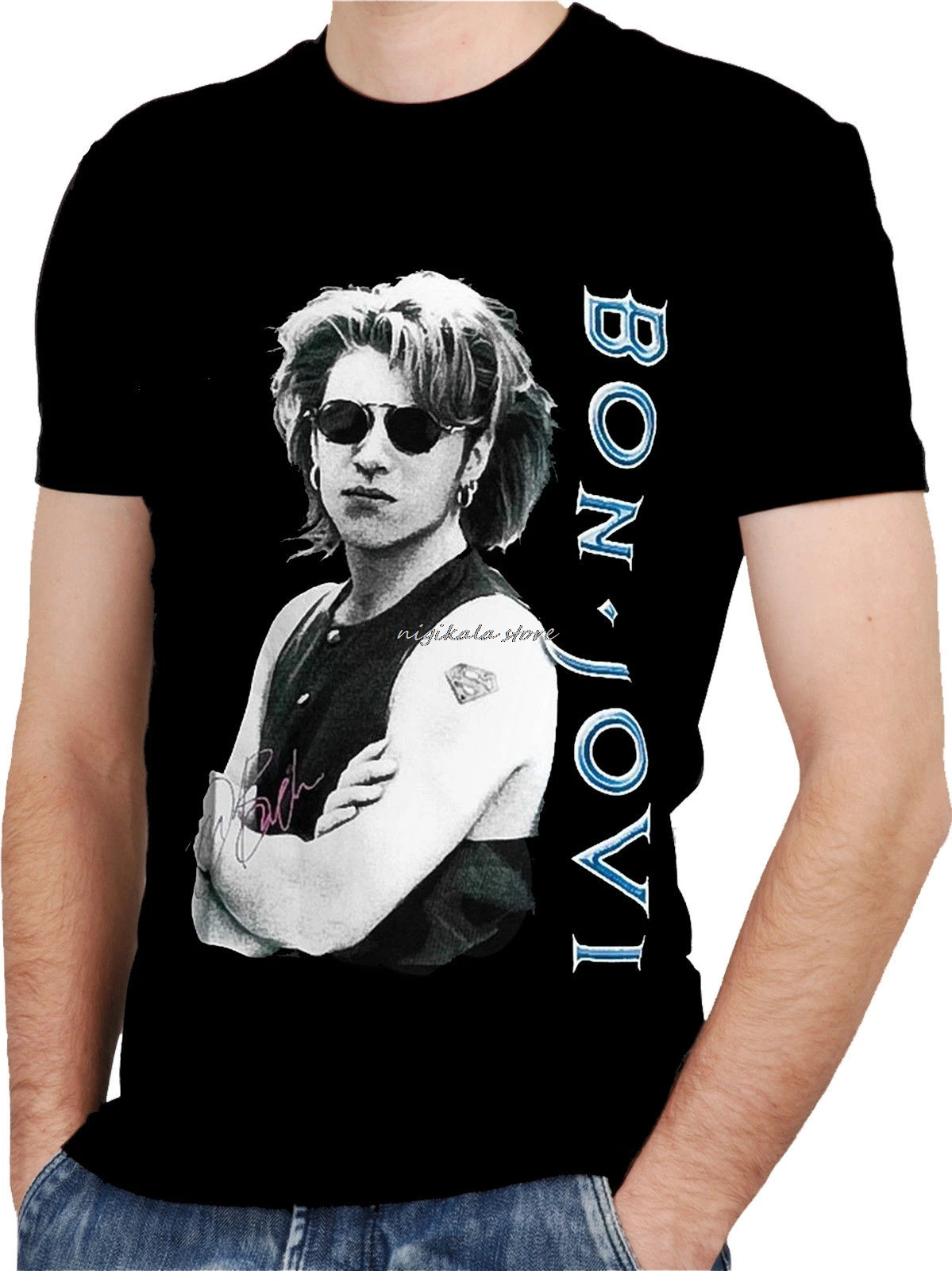 

BON JOVI Black New T-shirt Rock T Shirt Rock Band Shirt Rock Tee Good Quality Brand Summer Style Cool Top Tee