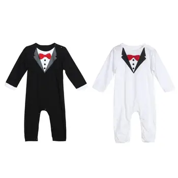 

Baby Infant Toddler Boys Gentlemen Bowknot Rompers Long Sleeve jumpsuits