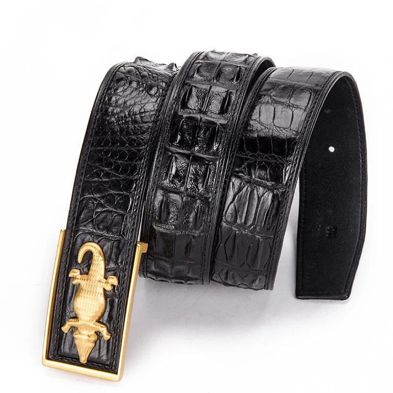 

Authentic Real Crocodile Skin Men Waist Strap Belts For Man Stainless Steel Smooth Buckle Genuine Alligator Leather Male Belts