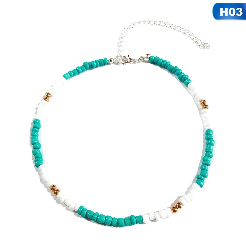 8 цветов в богемном стиле Маленькие бисерные ожерелья s для женщин Boho короткое колье очаровательное Бохо ожерелье крутые украшения на шею