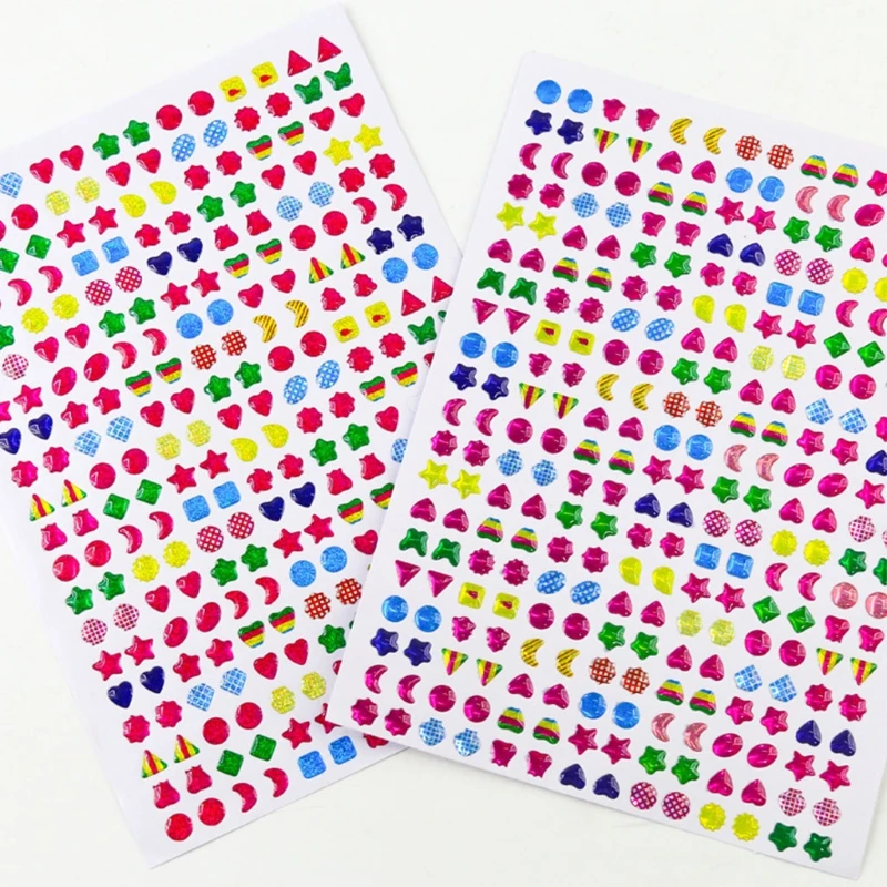 1Sheet 3D Sticker Eco-Friendly Educational DIY Crystal Earring Sticker Self-Adhesive Kids Room Luggage Decoration,