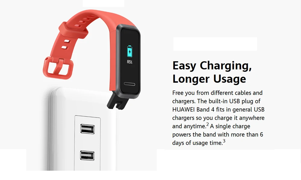 Смарт-браслет huawei Band 4, монитор сердечного ритма, новые часы с usb-разъемом для зарядки, Смарт-часы