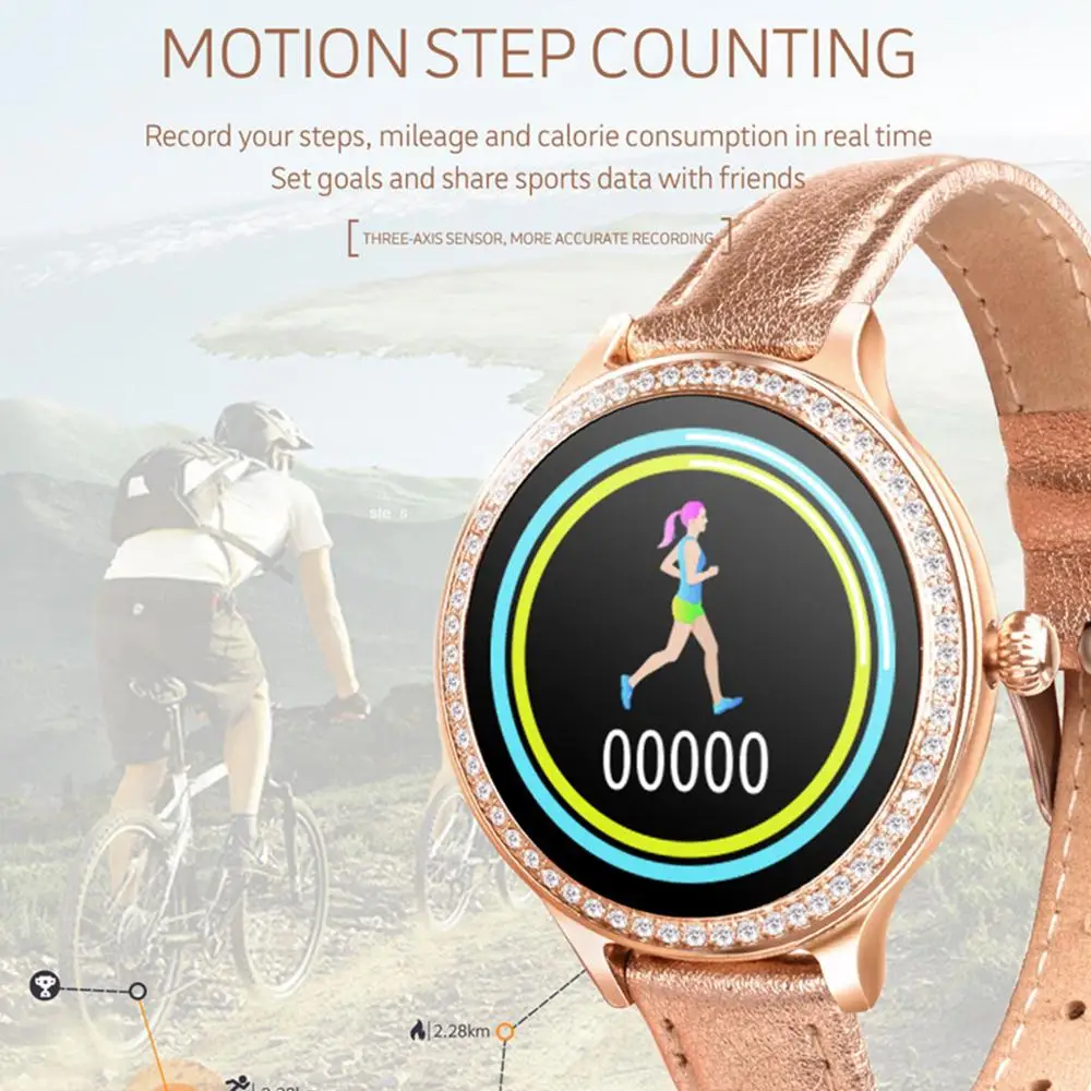 

2019 New Fashion Diamond Smart Bluetooth Bracelet Watch M8 IP68 Waterproof Multi-Languages Heart Rate Monitor Smartwatch Women