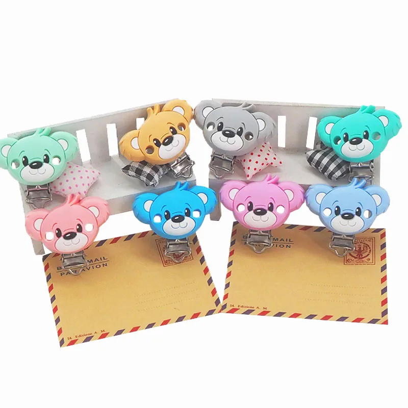 Chenkai 50PCS Cute Bear Silicone Pacifier Clip Animals holder Teethers For  DIY Baby Nursing Soother Clips Chains Accessories - AliExpress