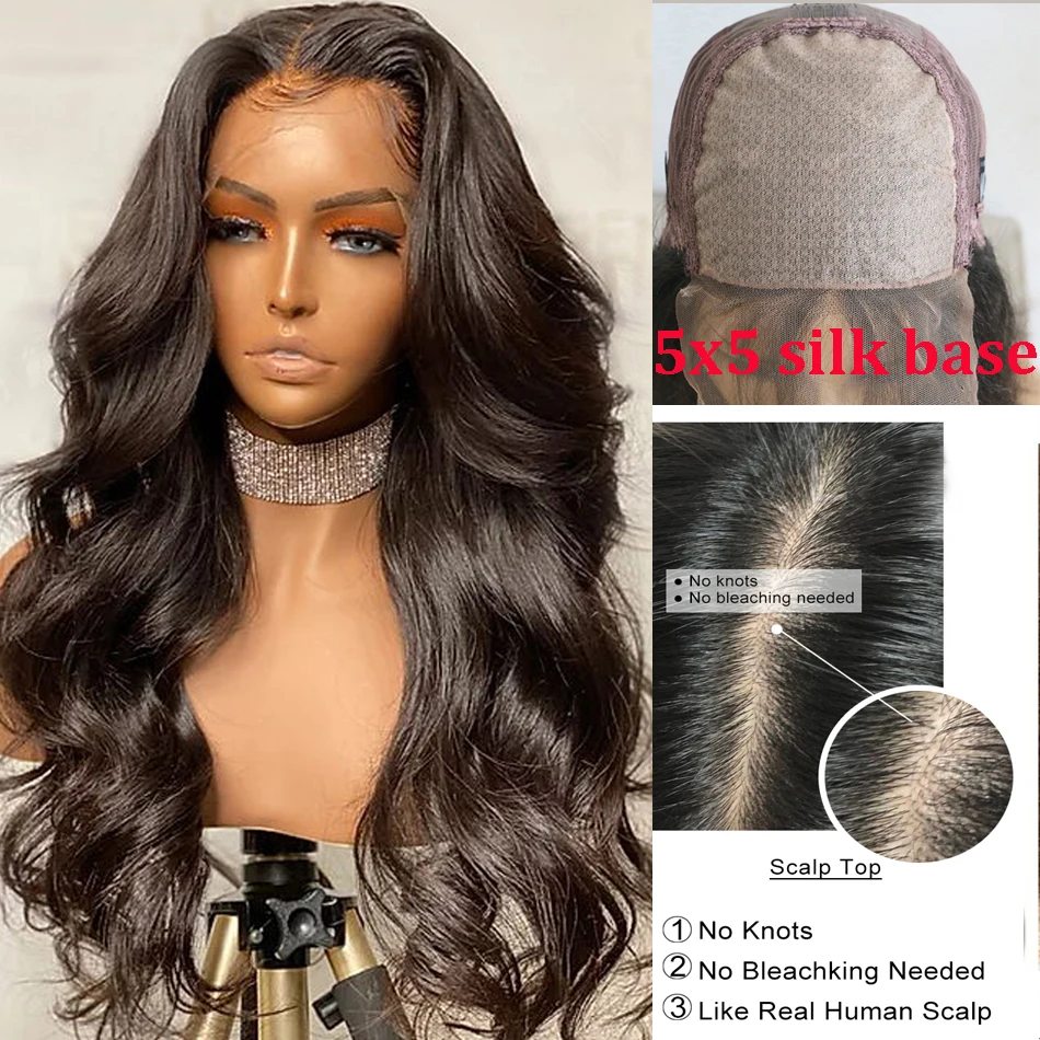 On Sale Wigs Human-Hair-Wigs Silk-Base Transparent Lace Lace-Front Body-Wave Brazilian 5x5 Hesperis y5KEonaLD