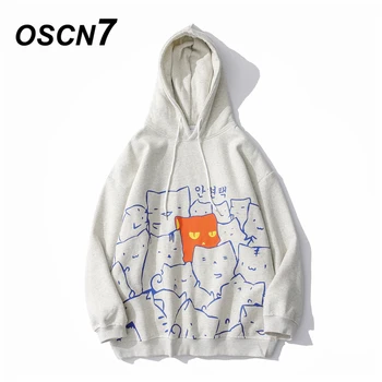 

OSCN7 High Street Plus Velvet Warm Hoodies Men 2020 Winter Japanese Streetwear Harajuku Oversize Hooded Sweatshirt Mens 3260
