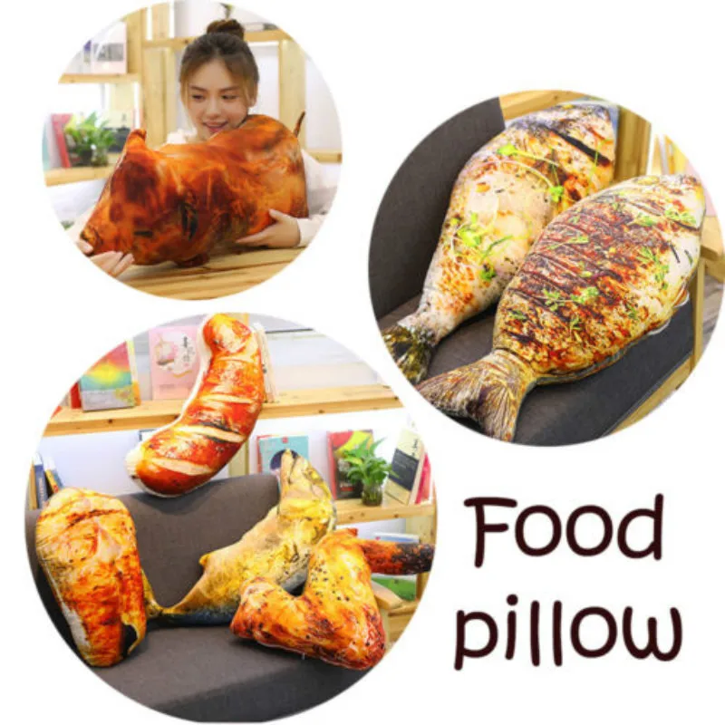 3D имитация искусственного барбекю еда плюшевая кровать подушка креативная рыба
