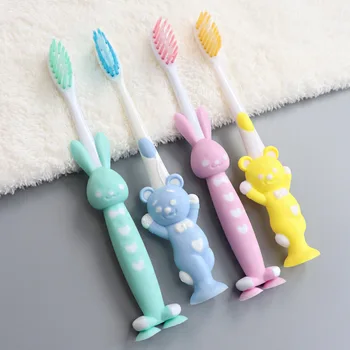 

Kids Toothbrush Cartoon Bear Rabbit Silicone Tooth Brush Anti Slip Portable Teeth Brushes For Children Baby AA