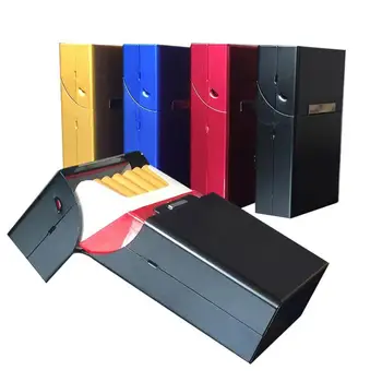 

Metal Magnetic Induction Automatic Cigarette Case Multicolor Aluminium Alloy Material Cigarette Box Storage Container 10pcs/lot