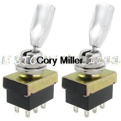 

2pcs 3A/220VAC on/off/on 3 Way DPDT Toggle Switch w 6 Solder Lug Terminals