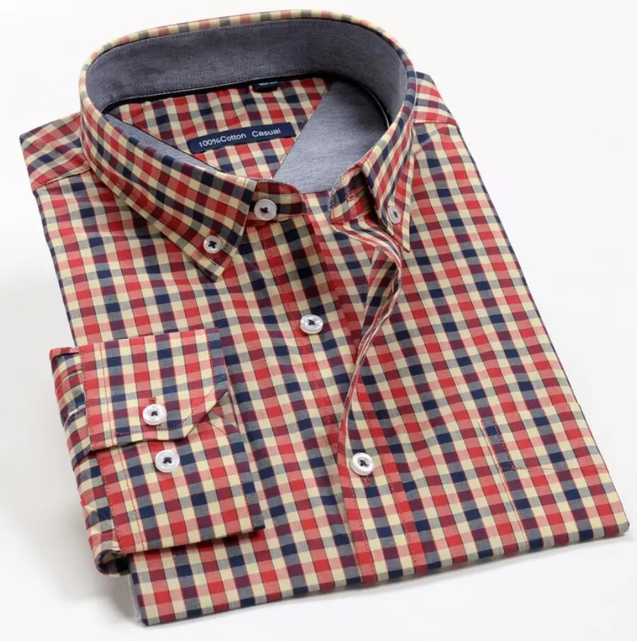 Large Size 12XL 9XL 8XL 7XL 6XL 10XL Men Business Long Sleeve Plaid Shirt Loose Cotton Casual Office Striped Brand Shirt Male short sleeve shirts & tops Shirts