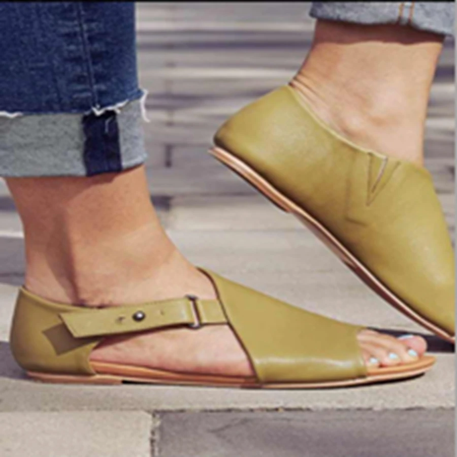 2019 verano nueva moda hebilla повседневные zapatos suaves y cómodos planos de cuero senanoras sandalias | Обувь