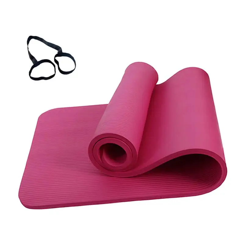 Сверхтолстый Коврик для йоги высокой плотности с ремнем для переноски 10 мм и 15 мм - Цвет: Pink Thick 10mm