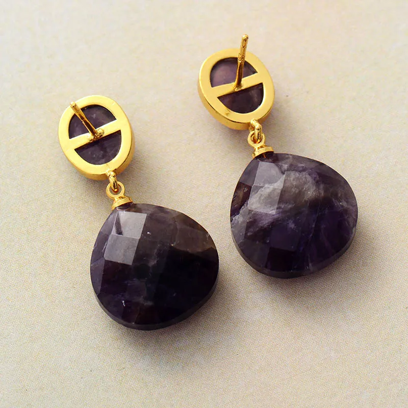 Exquisite Drop Earrings Amethysts Teardrop Dangle Earring Women Semiprecious Stones Jewelry Bijoux Dropshipping - Image 3