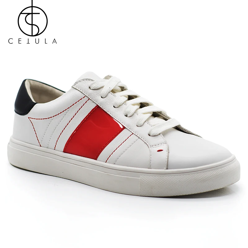 

Cetula Handcrafted Lace-up Stitching Genuine Leather&Translucent PVC Women Chuck Sneakers ft. Mocassin Like Rubber Outsole