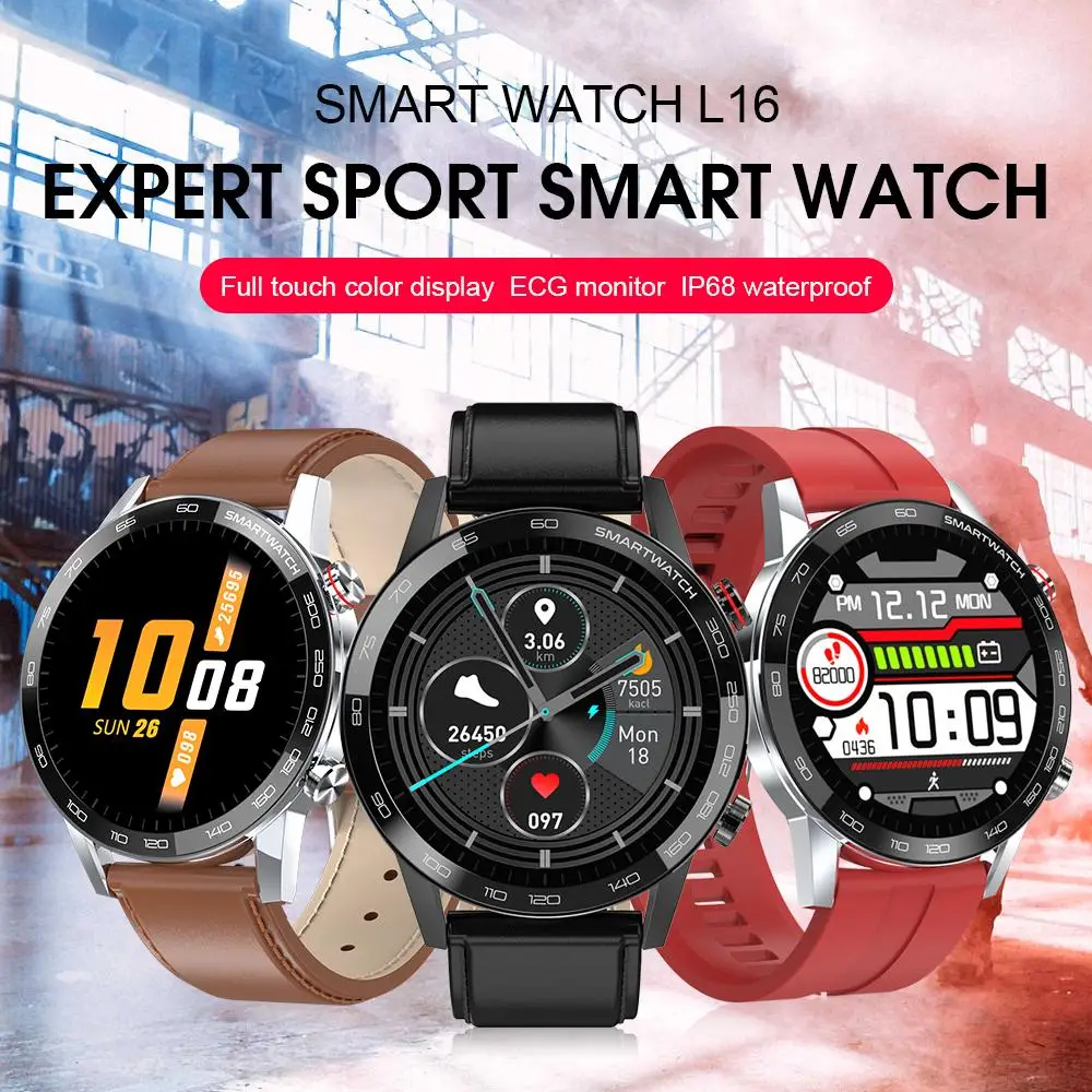 PL16 Смарт часы для мужчин ECG PPG IP68 Водонепроницаемые 1 3 дюйма 360*360 HD полный