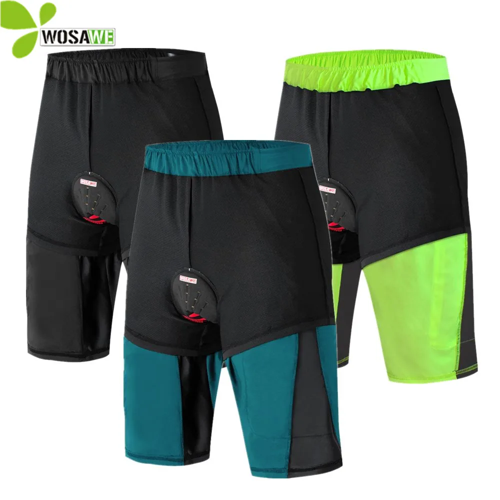

WOSAWE Men Cycling Shorts Inner Gel Pad Lining Bicycle Water Rain Resistance Underpants Breathable Cycle Bike Downhill MTB Short