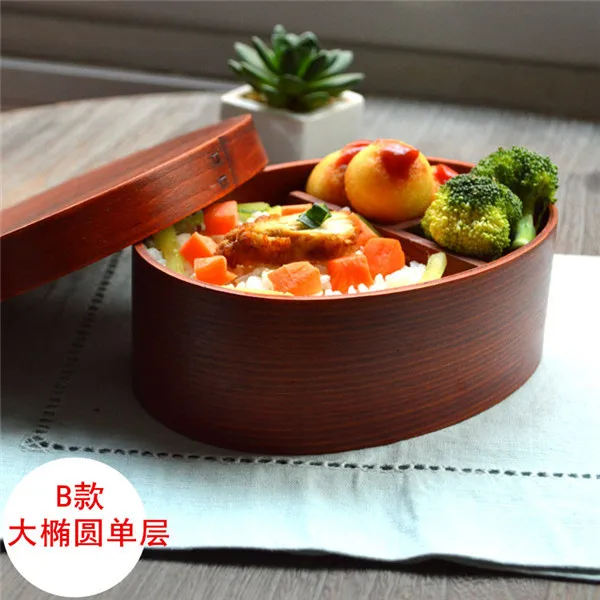 Натуральные Деревянные Ланч-боксы японский Овальный bento box ручной работы деревянный фруктовый суши портативный контейнер для еды студентов столовая посуда